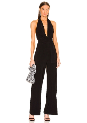 Norma Kamali Halter Wrap Straight Leg Jumpsuit in Black. Size L. Also in M, S, XL.