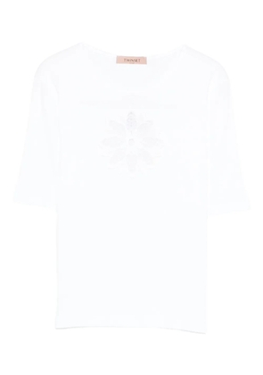 TWINSET floral-appliqué T-shirt - White