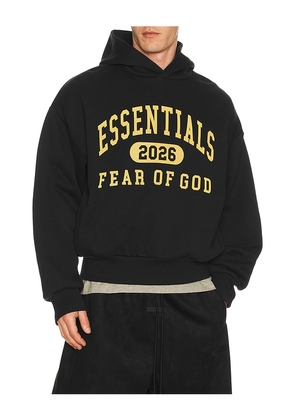 Fear of God ESSENTIALS Classic Hoodie in Black. Size L. Also in XS, S, M, XL/1X, XXL/2X.