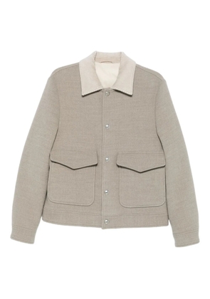 Eleventy corduroy-collar wool jacket - Grey