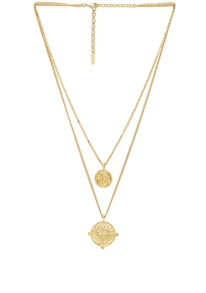 Luv AJ x REVOLVE The Double Coin Charm Necklace in Metallic Gold.
