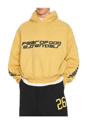 Fear of God ESSENTIALS Cropped Relaxed Hoodie in Mustard. Size L. Also in M, S, XL/1X, XS, XXL/2X.