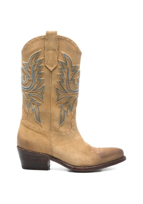 Damy Leonplus embroidery cowboy boots - Neutrals