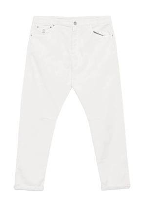 Brunello Cucinelli logo-plaque five-pocket jeans - White