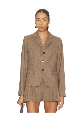 FRAME Plaid Riding Blazer in Brown. Size 0. Also in 10, 4, 6.