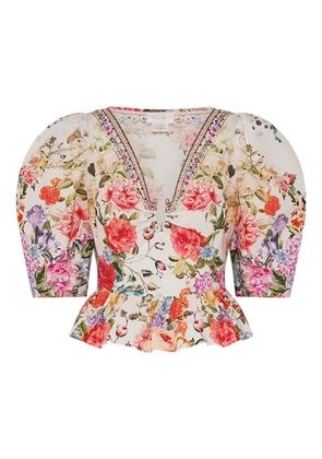 Camilla puff-sleeves hardware blouse - White