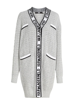 Karl Lagerfeld bouclé longline cardigan - Grey