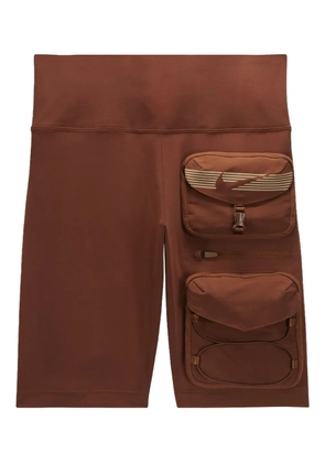 Nike logo-detail short - Brown