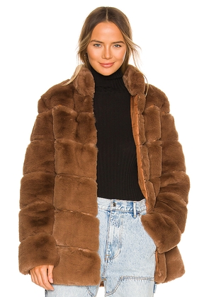 LAMARQUE Maren Faux Fur Jacket in Brown. Size L. Also in M, S.