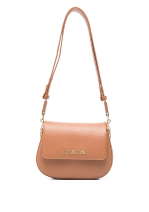 Love Moschino logo-plaque curved shoulder bag - Brown