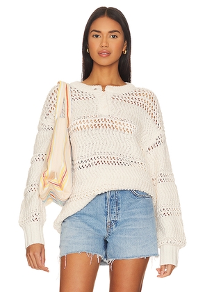 Lovers and Friends Mara Henley Open Stitch Sweater in Ivory. Size S. Also in XS, XXS.
