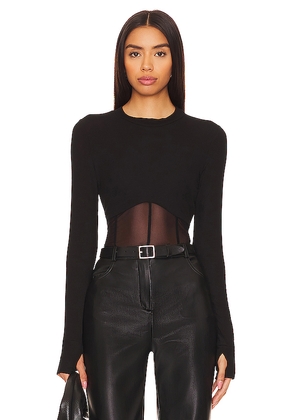 Michael Lauren Danton Rib Mesh Corset Top in Black. Size L. Also in XL/1X, XS, XXL/2X.