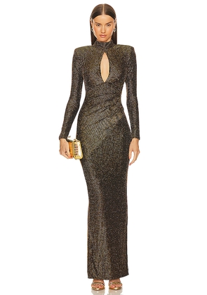 Michael Costello x REVOLVE Winnie Gown in Black,Metallic Gold. Size M. Also in S, XXS.