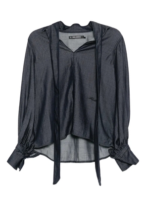 Karl Lagerfeld ribbon long-sleeve blouse - Blue