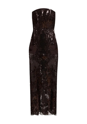 Elie Saab lace-detail maxi dress - CHOCOLATE BROWN
