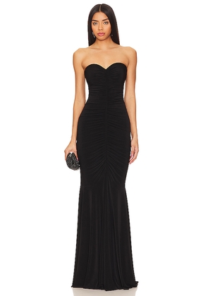 Norma Kamali Strapless Shirred Front Fishtail Gown in Black. Size L. Also in M, S, XL, XS, XXS.