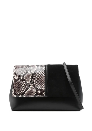 Manu Atelier The Fold snakeskin-pattern clutch bag - Black