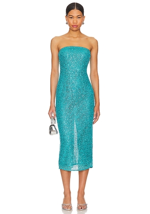 NBD Aine Midi Dress in Blue. Size L. Also in M, S.