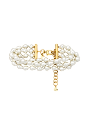 Lele Sadoughi Jackie Pearl Triple Row Choker in Ivory.