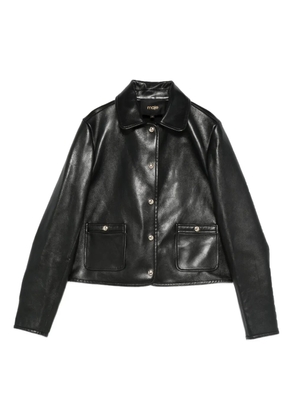 Maje cropped leather jacket - Black
