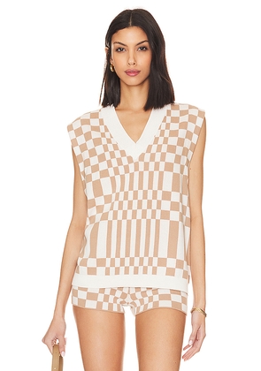 Lovers and Friends Carice Checkered Vest in Brown. Size M. Also in S, XL.
