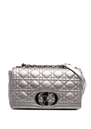 Christian Dior Pre-Owned 2021 Medium Metallic Calfskin Cannage Supple Caro Bag crossbody bag - Silver