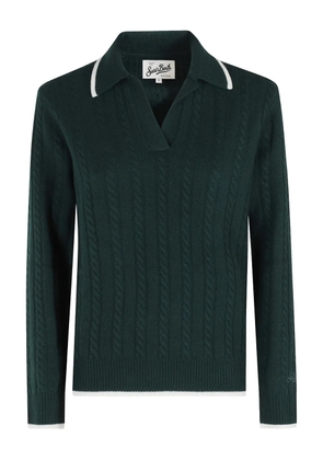 MC2 Saint Barth cable knit collared sweater - Green