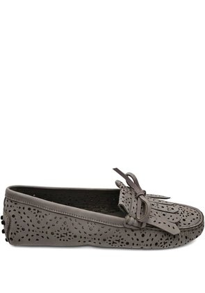 Tod's laser cut tassels loafers - Grey