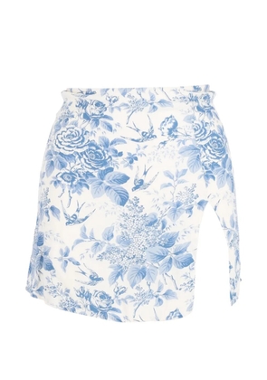 Reformation floral-print slit mini skirt - White