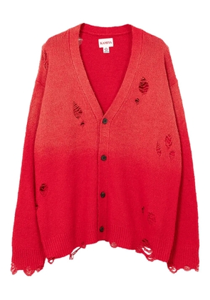 KAMIYA distressed faded cardigan - Red