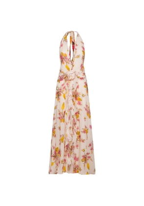 Blumarine ruffled floral-print dress - Neutrals