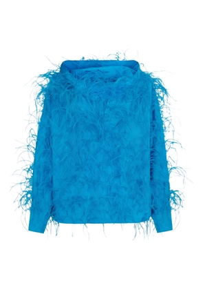 Valentino Garavani feathered hoodie - Blue