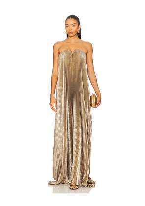 L'IDEE Black Tie Gown in Metallic Gold. Size 10/M. Also in 12/L, 6/XS, 8/S.