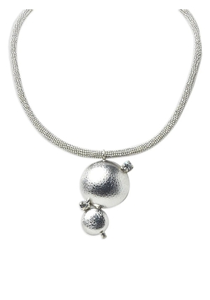 Peserico beaded-chain disc-pendant necklace - Silver