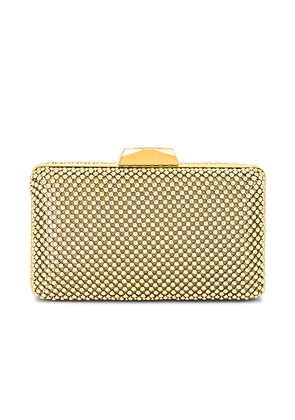olga berg Natasha Ball Mesh Clutch in Metallic Gold.