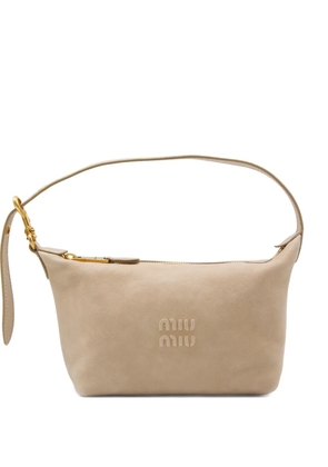 Miu Miu logo-detail leather shoulder bag - Neutrals