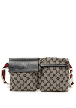 Gucci Pre-Owned 2000-2015 GG Canvas Web Double Pocket belt bag - Brown