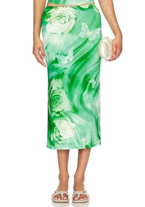 Lovers and Friends Zura Midi Skirt in Green. Size L. Also in M, S, XL.