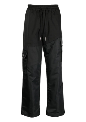 Feng Chen Wang panelled drawstring wide-leg trousers - Black