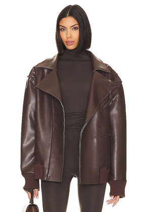 Norma Kamali Oversized Moto Jacket in Chocolate. Size L. Also in M, S, XS.