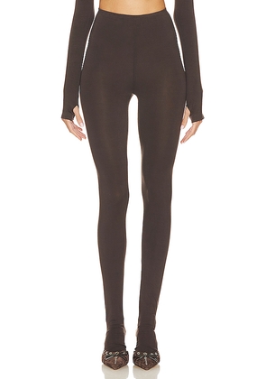 Norma Kamali Legging With Footie in Chocolate. Size L. Also in M, S, XL, XS, XXS.