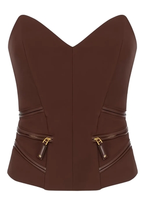Elisabetta Franchi zip bustier top - Brown