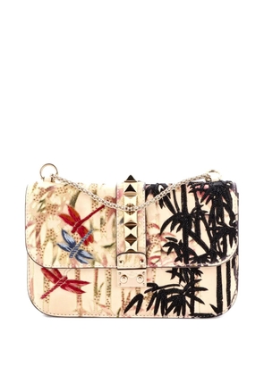 Valentino Garavani Pre-Owned Glam Lock Embroidered Leather Medium shoulder bag - Neutrals