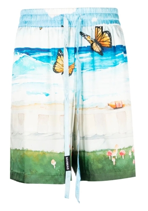 Nahmias Butterfly Beach Silk Shorts - Blue