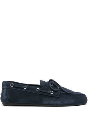Miu Miu logo-embossed suede loafers - Blue