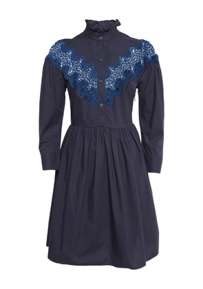 SANDRO pre-owned lace yoke mini dress - Blue