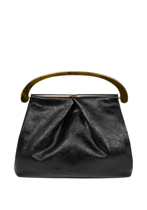 DRIES VAN NOTEN pleated leather tote bag - Black