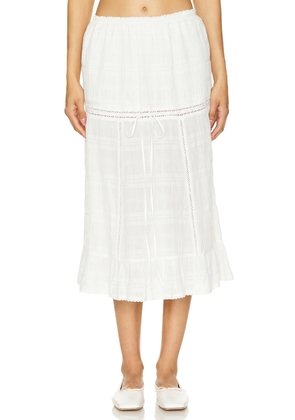 LOBA Valeria Midi Skirt in Ivory. Size L. Also in M, XL.