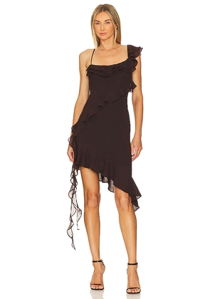 LPA Jess Flounce Mini Dress in Chocolate. Size XS. Also in XXS.