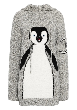 CHANEL Pre-Owned 1990-2000s penguin-motif knitted hoodie - Grey